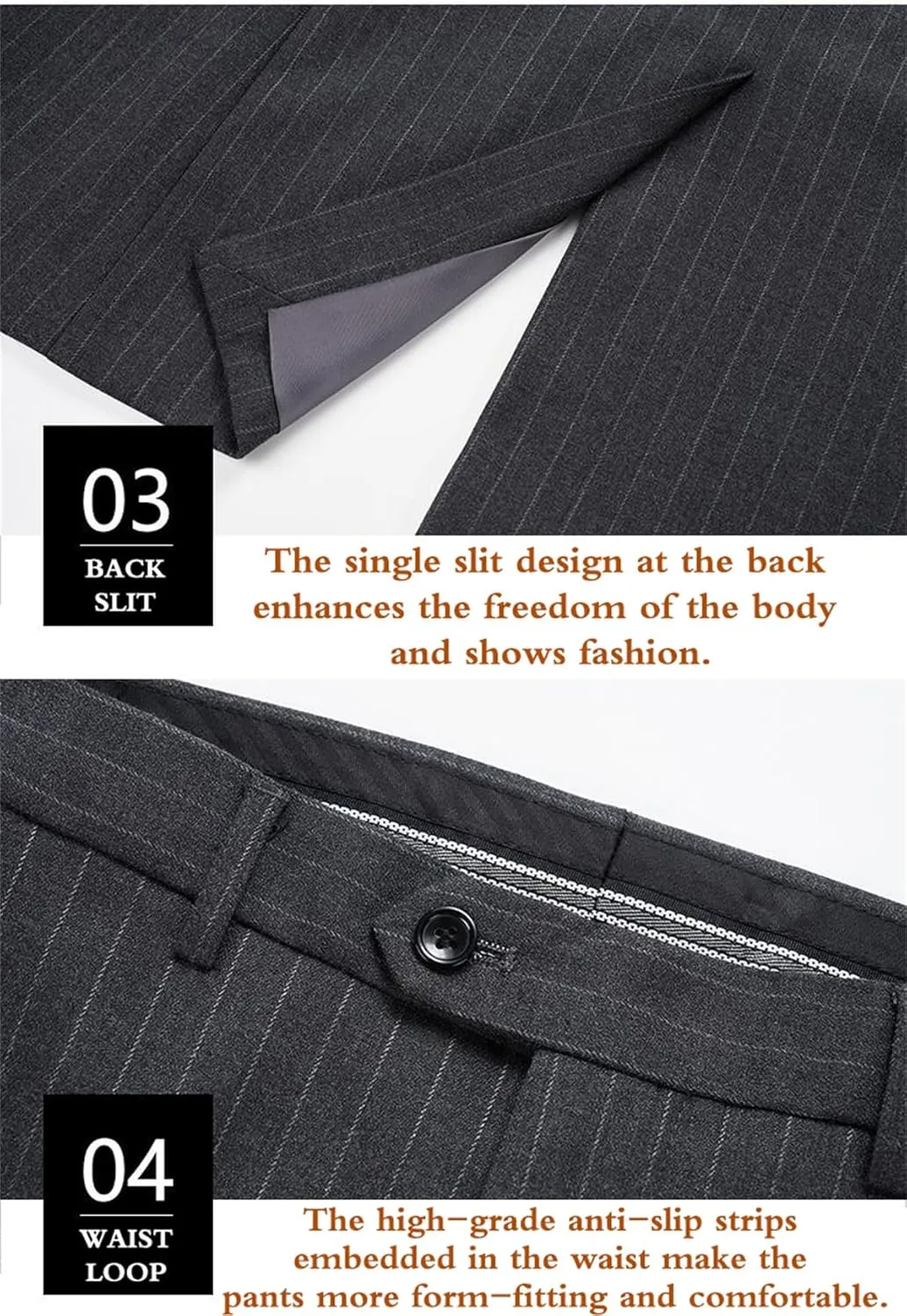 Men's Classic Stripe Suit 3 Piece Elegant Business Suit Two Button Wedding Prom Tuxedo Jacket Vest & Pants 2025