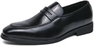 Men's Dress Comfort Slip-on Loafers Shoes Classic Modern Formal Business Casual Shoes (8.5,Black)