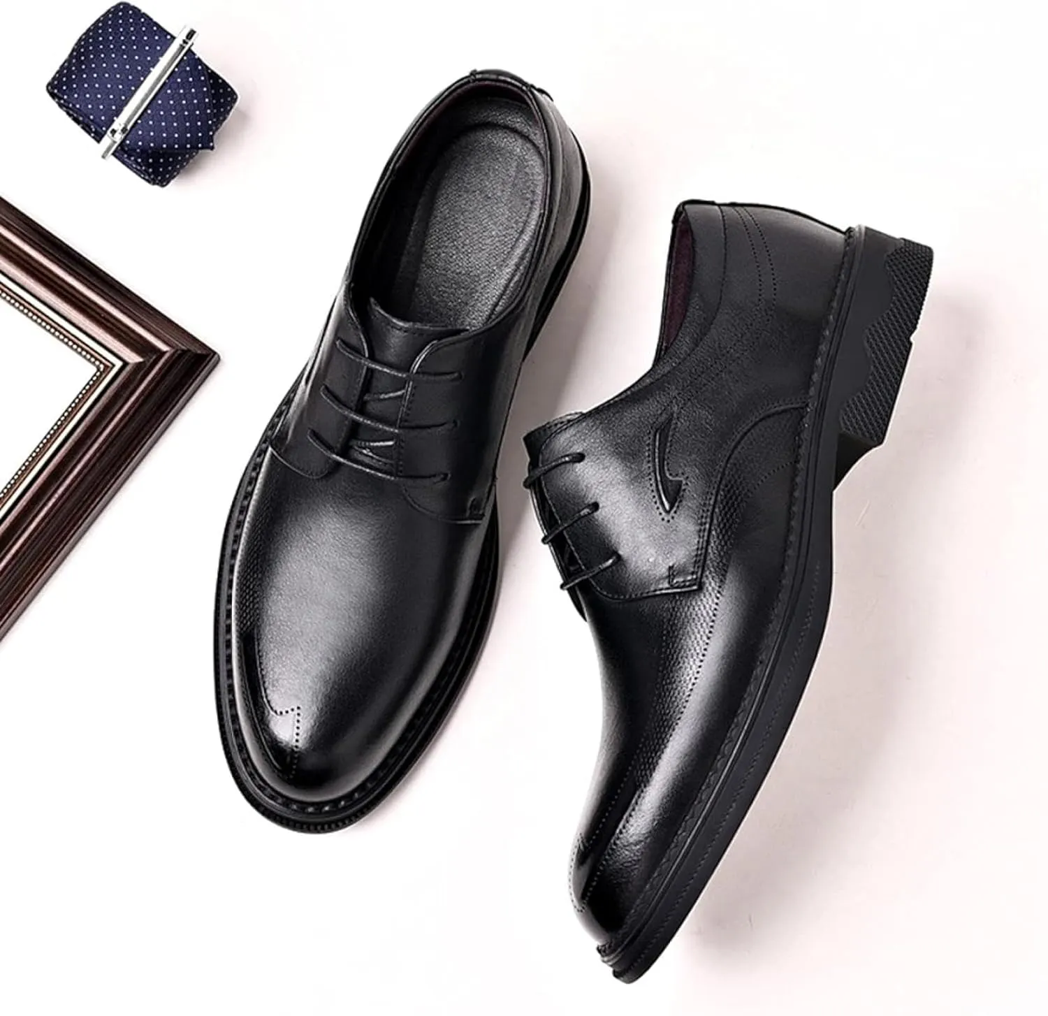 Men's Formal Shoes, Classic Low Cut Lace up Business Shoes, Spring and Autumn Elegant Leather Shoes, Gentlemen's Evening Formal Shoes