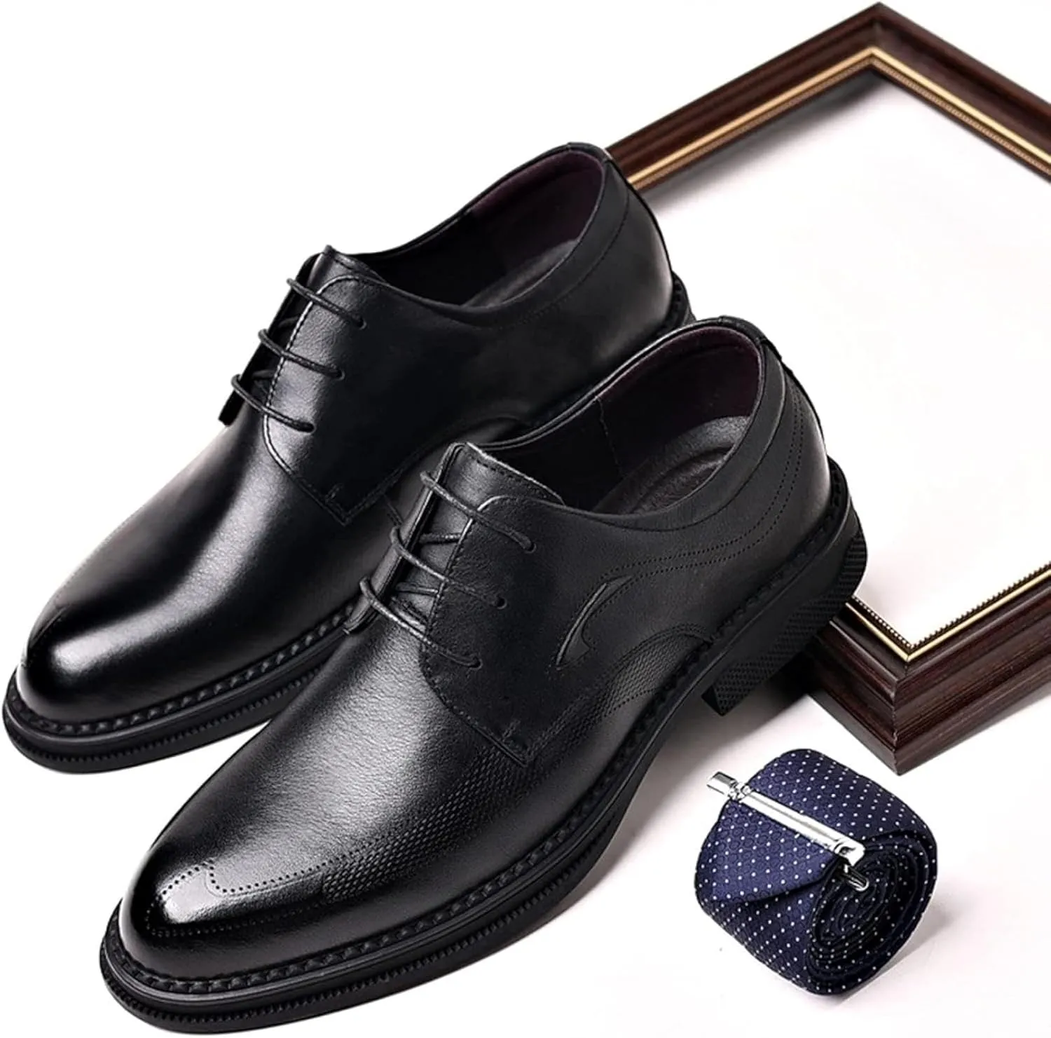 Men's Formal Shoes, Classic Low Cut Lace up Business Shoes, Spring and Autumn Elegant Leather Shoes, Gentlemen's Evening Formal Shoes