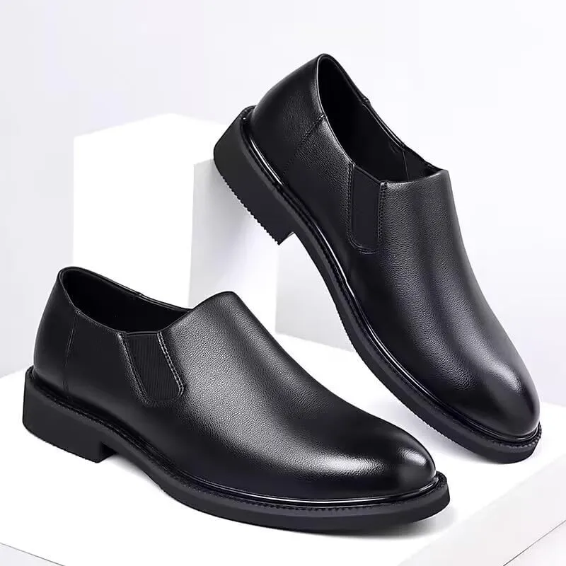 Men's Leather Dress Shoes Mens Vintage Wedding Business Office Oxfords Shoes Classic Pointed Toe Comfortable Slip-Ons Loafers
