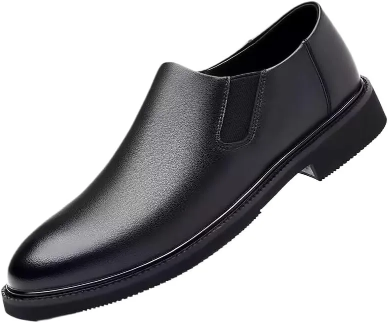 Men's Leather Dress Shoes Mens Vintage Wedding Business Office Oxfords Shoes Classic Pointed Toe Comfortable Slip-Ons Loafers