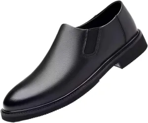 Men's Leather Dress Shoes Mens Vintage Wedding Business Office Oxfords Shoes Classic Pointed Toe Comfortable Slip-Ons Loafers