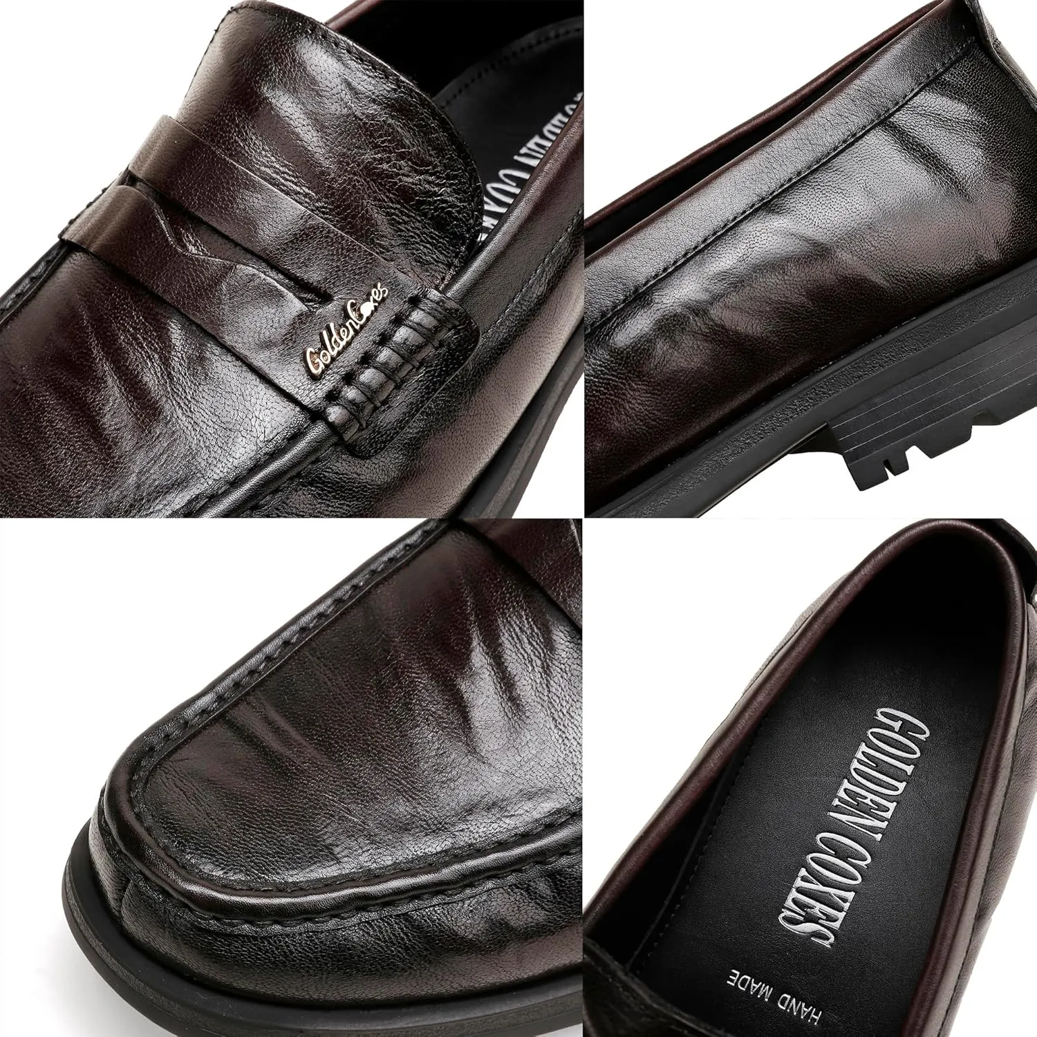 Mens Leather Penny Loafers, Classic Crocodile Printed Business Dress Shoes with Metal Buckle Slip on Penny Shoes for Mens