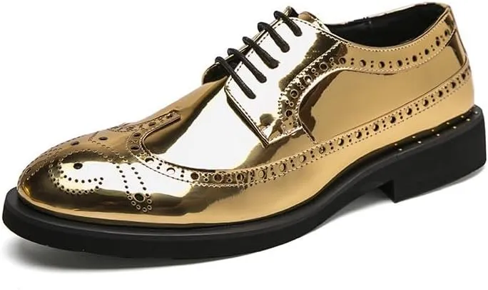 Mens Leather Shoes Luxury Classic Lace-up Business Wingtip Lace Up Dress Shoes Breathable Leather Wingtip Brogue Oxfords