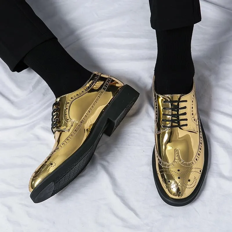 Mens Leather Shoes Luxury Classic Lace-up Business Wingtip Lace Up Dress Shoes Breathable Leather Wingtip Brogue Oxfords