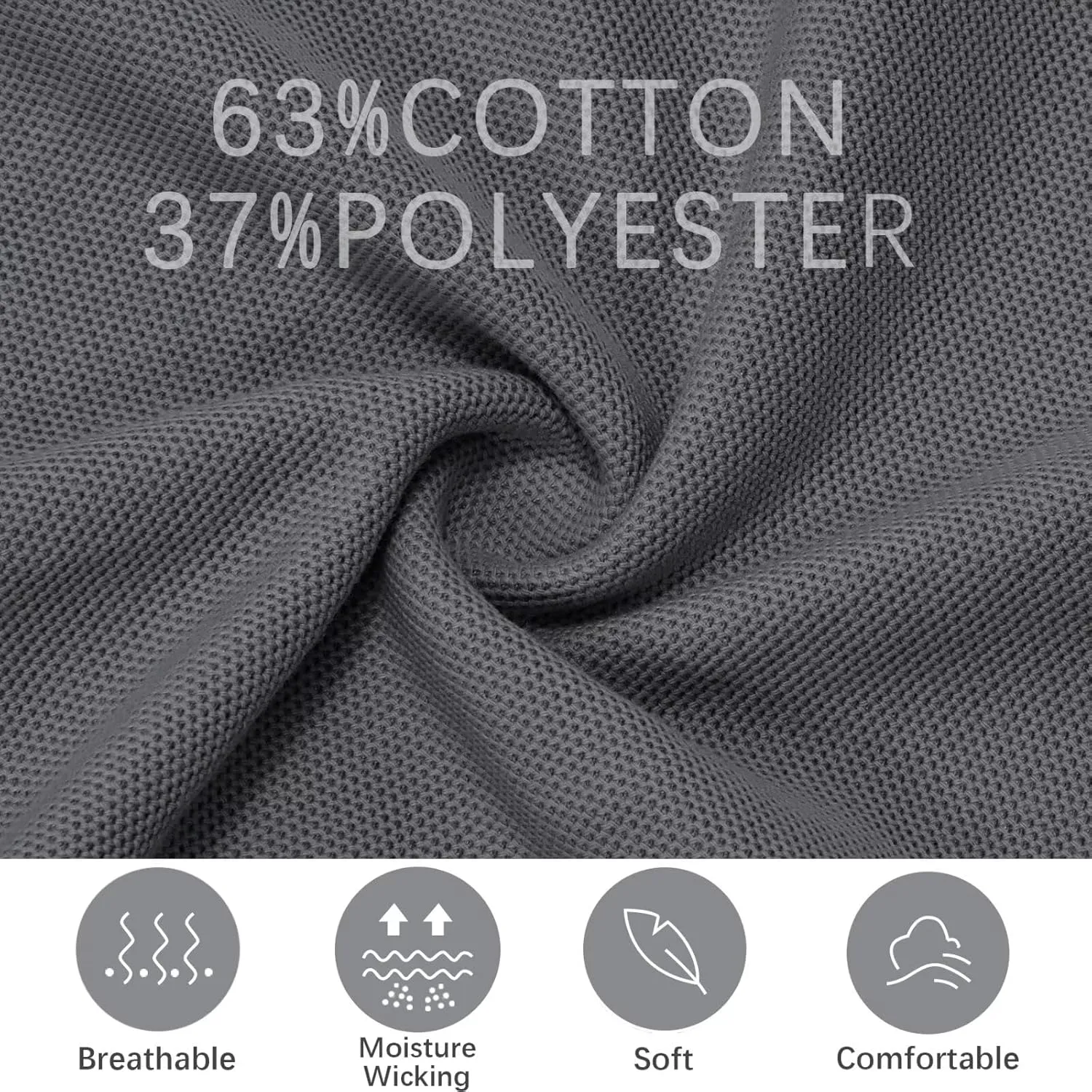 Men's Pique Polo Shirts Long Sleeve Cotton Blend Tipped Casual Collared Polo Shirts Business Classic Fit