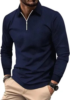 Men's Quarter Zip Shirts Classic Business Golf Polo Shirts for Men Spring Casual Basic Trendy 2025 Pullover