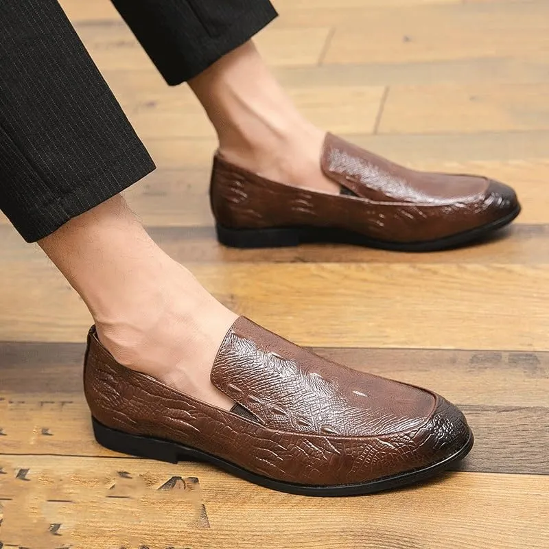 Men's Slip-On Crocodile Pattern Dress Shoes, Luxury Business Oxford Shoes, Height Increase Formal Suit Shoes, Comfortable Classic Footwear for Men