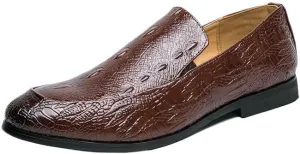 Men's Slip-On Crocodile Pattern Dress Shoes, Luxury Business Oxford Shoes, Height Increase Formal Suit Shoes, Comfortable Classic Footwear for Men