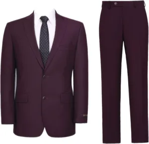 Men's Suit 2 Piece Classic Fit 2 Button Single Breasted Business Jacket Blazer Flat Pants Set