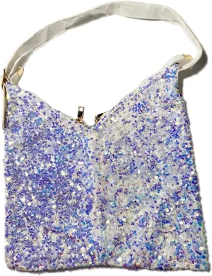 Mermaid Glitter Sequin Fashionable Hobo Handbag, White Sparkle Shoulder Bag