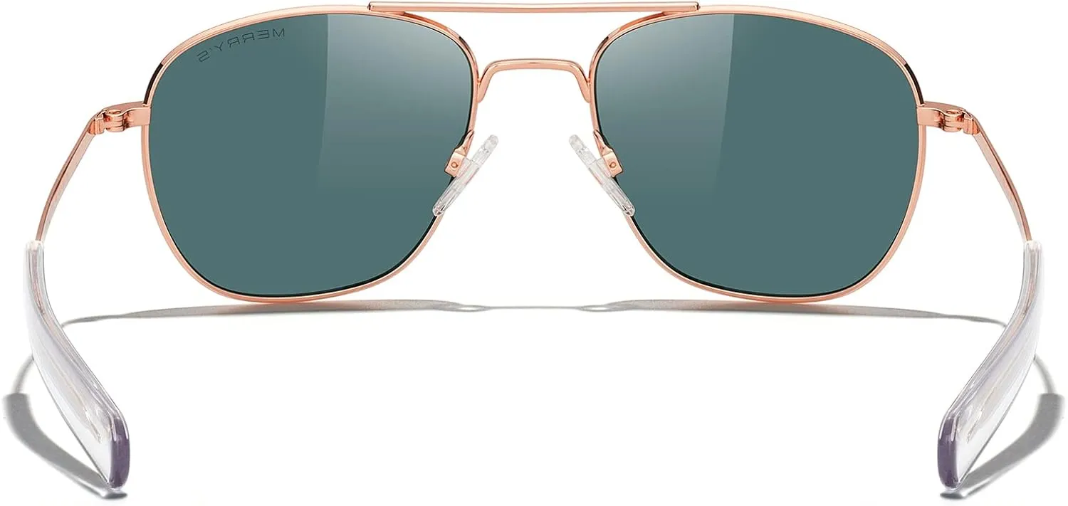 MERRY'S Classic Square Aviator Military Polarized Sunglasses for Men or Women S8636