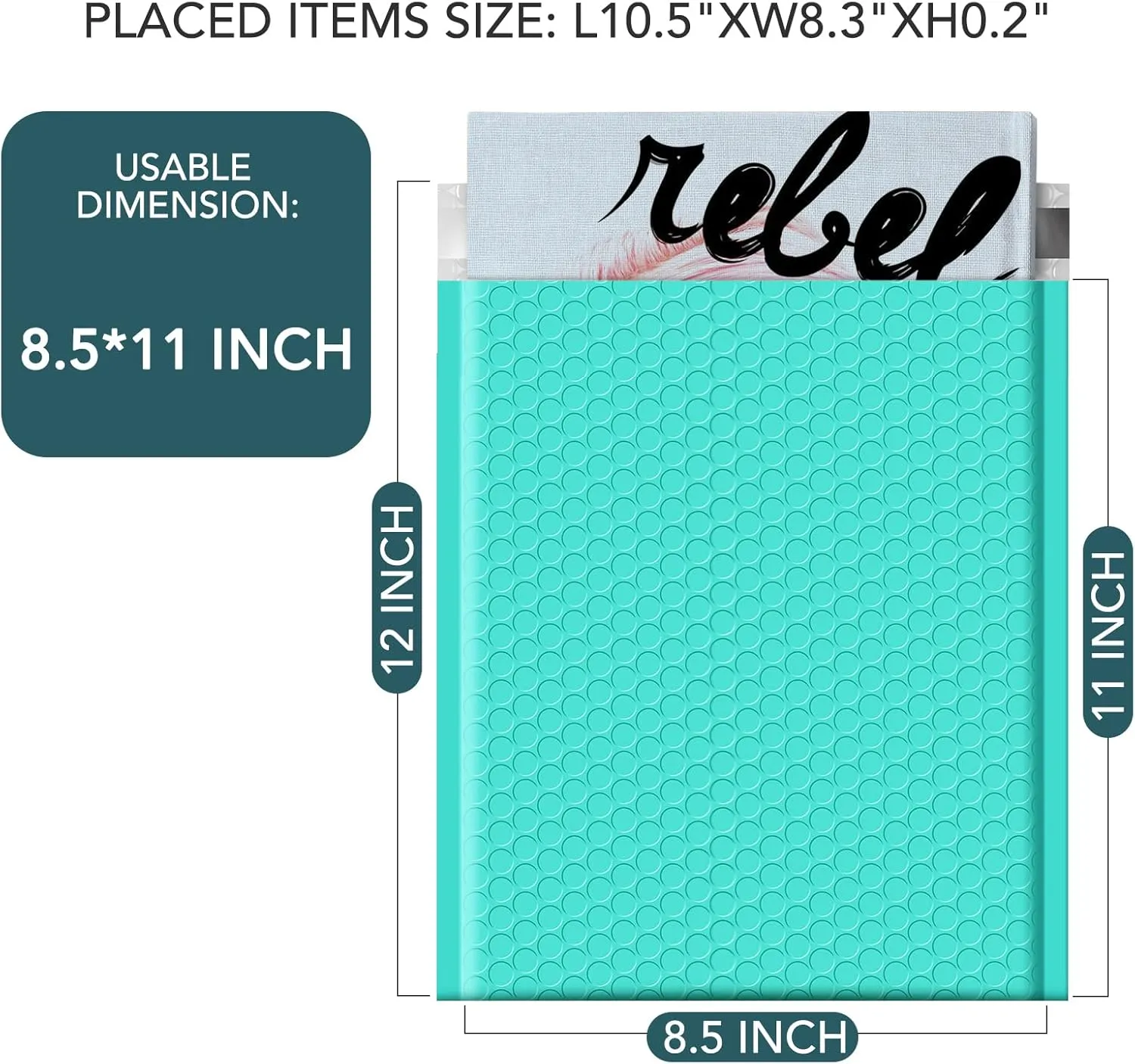 Metronic Bubble Mailer, 8.5x12 Inch 25 Pack Padded Envelopes,Self-Seal Waterproof Shipping Bags, Padded Mailers for Packaging,Shipping,Small Business, Boutique, Teal Bulk #2