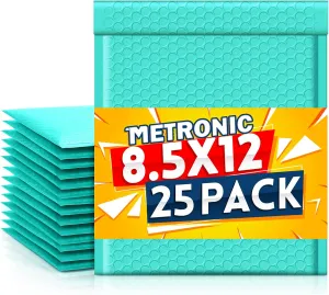 Metronic Bubble Mailer, 8.5x12 Inch 25 Pack Padded Envelopes,Self-Seal Waterproof Shipping Bags, Padded Mailers for Packaging,Shipping,Small Business, Boutique, Teal Bulk #2