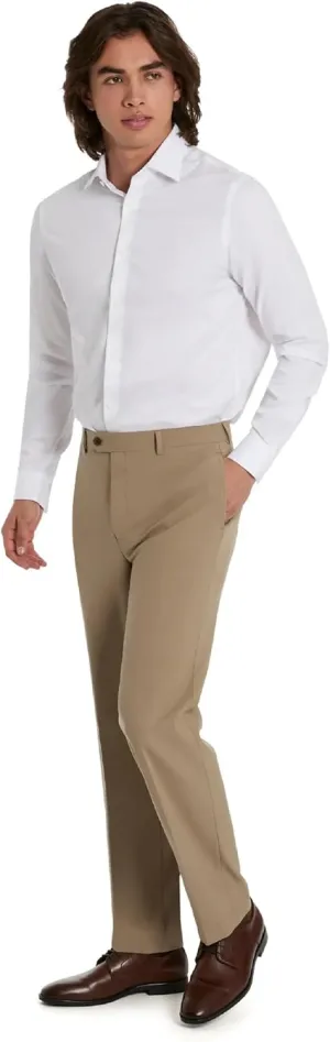 Michael Kors Men’s Newbury Classic Fit Dress Pants | Stretch Fabric Chino Pant | Kahki Pant for Business & Casual Wear