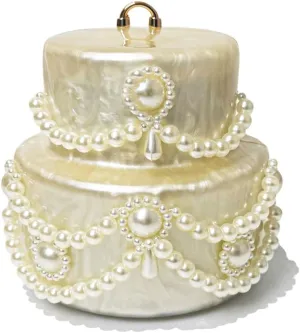 Mini Acrylic Cake Shaped Clutch for Women Pearl Acrylic Evening Bag Unique Evening Handbag Purse for Wedding Party Prom