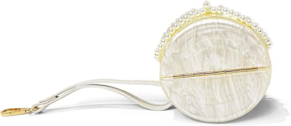 Mini Acrylic Cake Shaped Clutch for Women Pearl Acrylic Evening Bag Unique Evening Handbag Purse for Wedding Party Prom