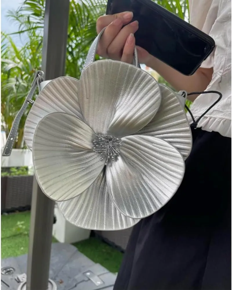 Mini Flower Evening Purse Floral Clutch Purses for Women PU Leather Evening Handbag with Chain Wedding Party Prom