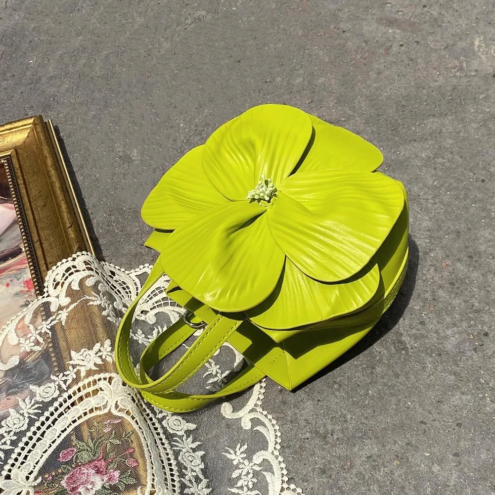 Mini Flower Evening Purse Floral Clutch Purses for Women PU Leather Evening Handbag with Chain Wedding Party Prom