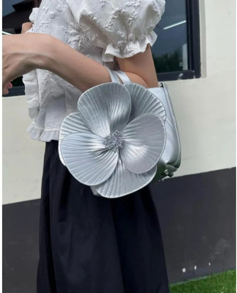Mini Flower Evening Purse Floral Clutch Purses for Women PU Leather Evening Handbag with Chain Wedding Party Prom