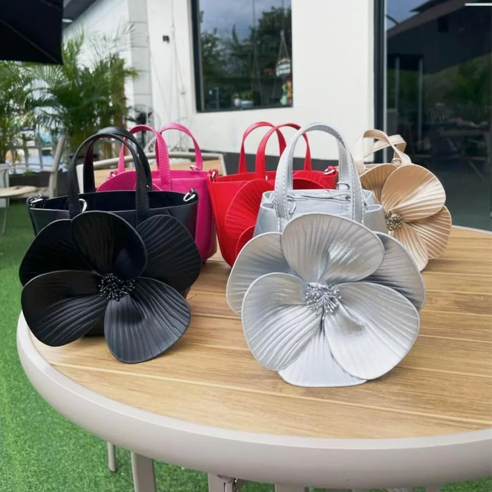 Mini Flower Evening Purse Floral Clutch Purses for Women PU Leather Evening Handbag with Chain Wedding Party Prom