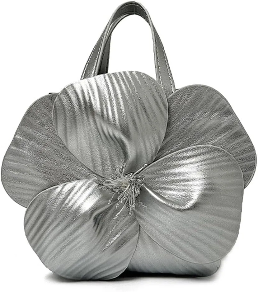 Mini Flower Evening Purse Floral Clutch Purses for Women PU Leather Evening Handbag with Chain Wedding Party Prom