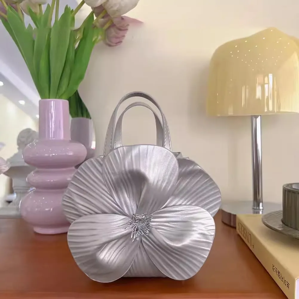 Mini Flower Evening Purse Floral Clutch Purses for Women PU Leather Evening Handbag with Chain Wedding Party Prom