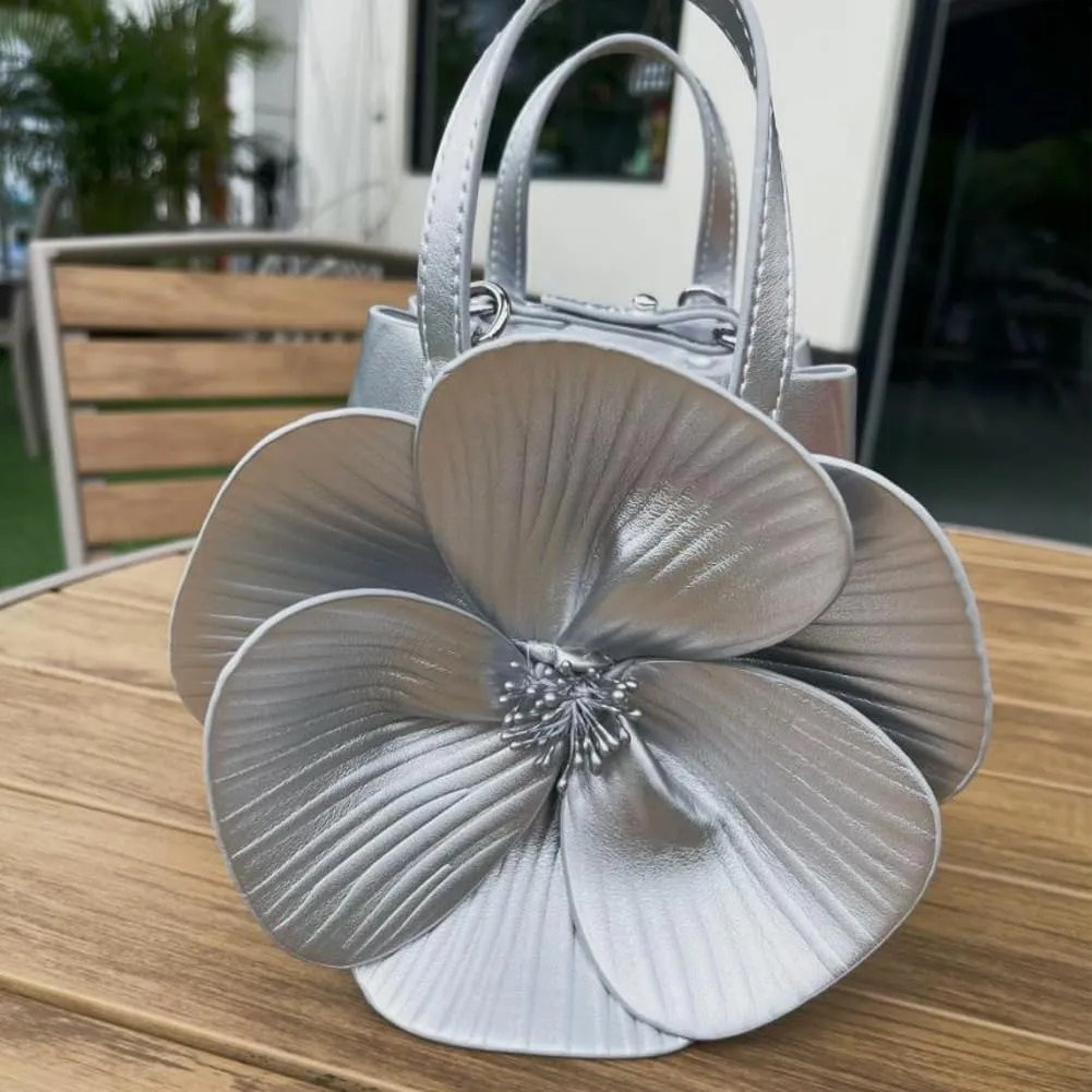 Mini Flower Evening Purse Floral Clutch Purses for Women PU Leather Evening Handbag with Chain Wedding Party Prom