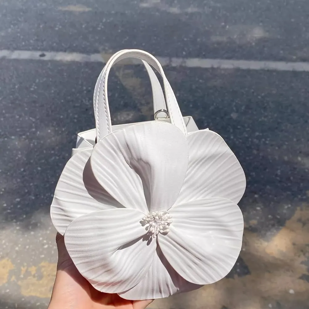Mini Flower Evening Purse Floral Clutch Purses for Women PU Leather Evening Handbag with Chain Wedding Party Prom