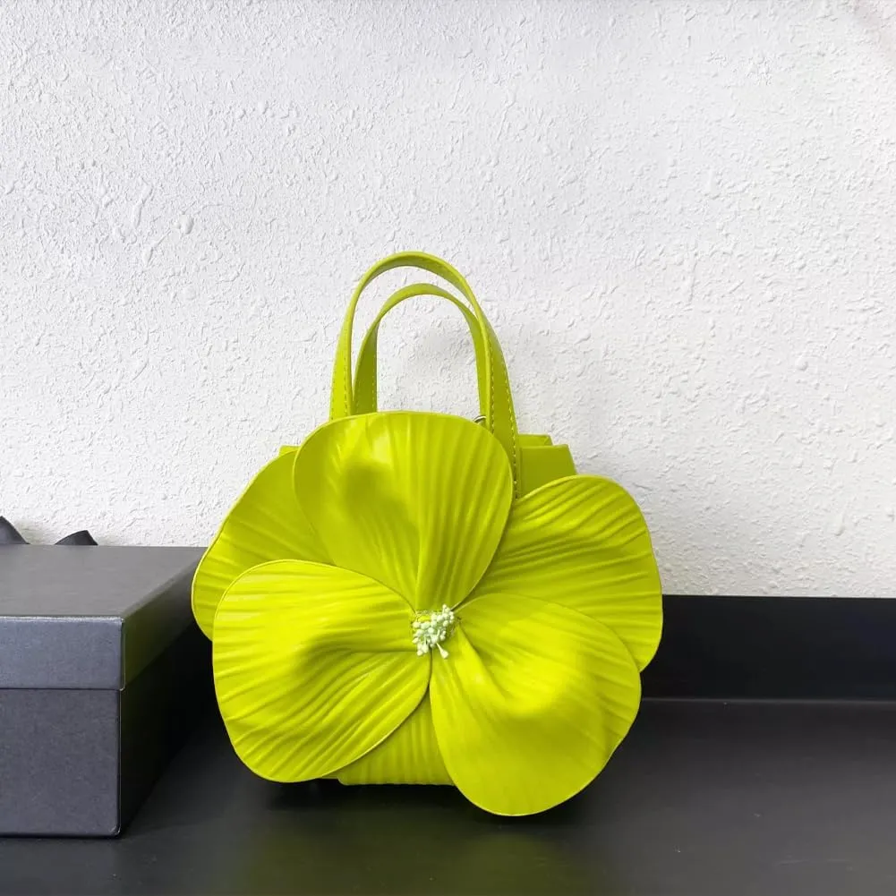 Mini Flower Evening Purse Floral Clutch Purses for Women PU Leather Evening Handbag with Chain Wedding Party Prom