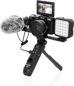 Minolta 64MP 4K60FPS VLOG Camera Kit – Digital Autofocus Camcorder with Tripod, Remote, Mic, LED Light, 3-inch LCD Screen, Time-Lapse, Slow Motion, Wide Angle Lens, 32GB Card, USB