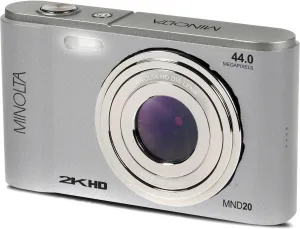 Minolta MND20 44MP Digital Camera – 2.7K Ultra HD Video, 16X Digital Zoom, Anti-Shake Stabilization, Time Lapse, Face Detection, 2.9-inch LCD Display – Lightweight Compact Camera (Silver)