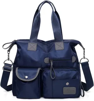 MINTEGRA Nylon Tote Bag for Women Multi Pocket Shoulder Bag Waterproof Diaper Crossbody Bag