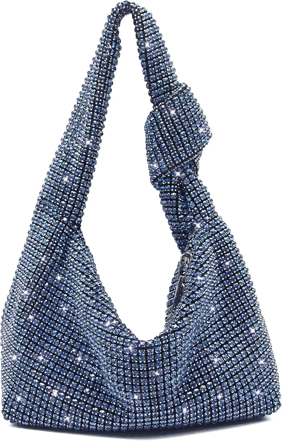 Miuco Women Knotted Handbag Sparkly Rhinestone Hobo Dumpling Bag Diamond Glitter Evening Clutch Purse