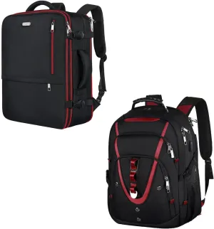 Mogplof 40L-50L Carry On Travel Backpack   18.4 Laptop Backpack Red For Men Women, Extra Large Business Backpack Suitcase Anti Theft TSA Friendly Backpack, Water Resistant With USB Charging Port