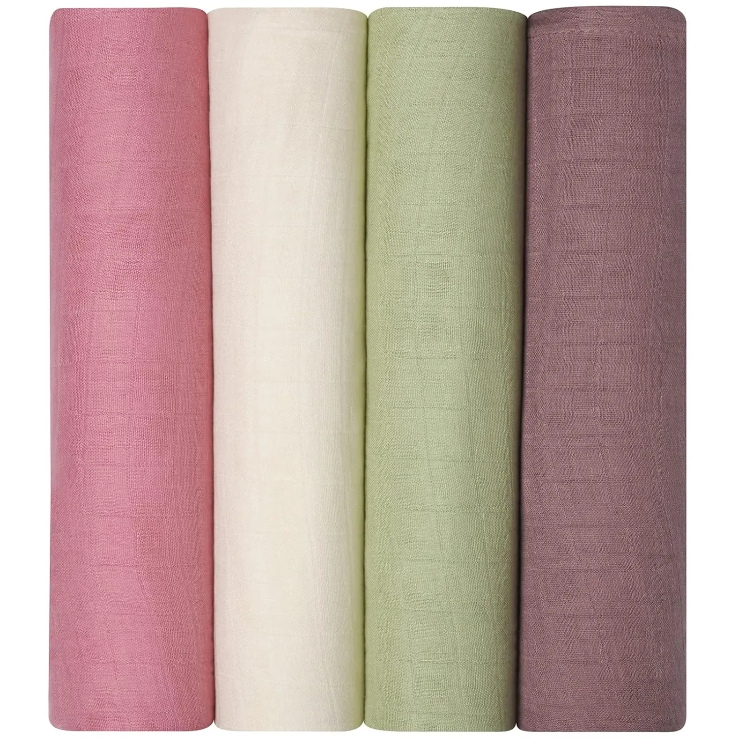 Momcozy Muslin Swaddle Blankets, 4 Pack Ultra Soft Neutral Matching Baby Swaddle Blanket, Breathable Skin Friendly, Large 47 x 47 Inch Swaddling Receiving Blanket for Boy Girl, Light Green