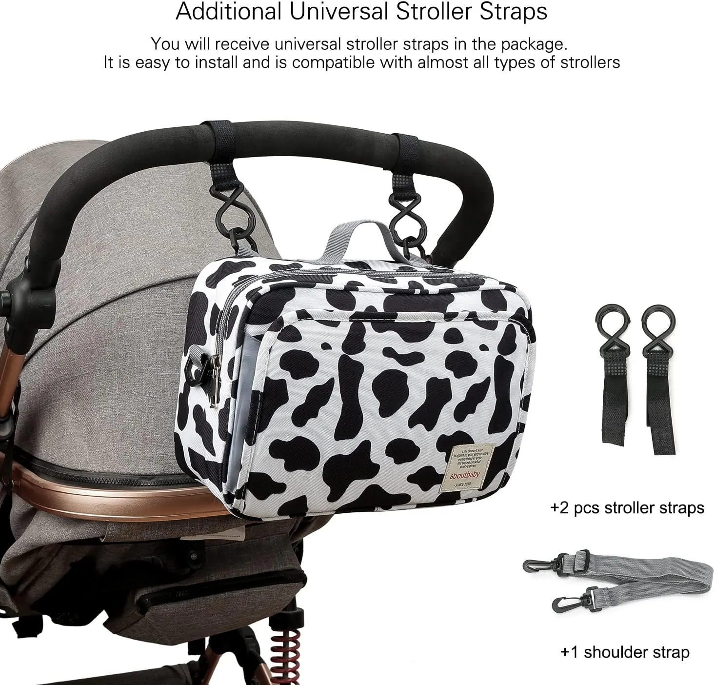 MOMIGO Baby Diaper Caddy Bag - Diaper Caddy Tote Baby Stroller Bag Nursery Storage Bin for Diapers, Wipes & Toys Mini Diaper Bag for Outdoor (Cows)