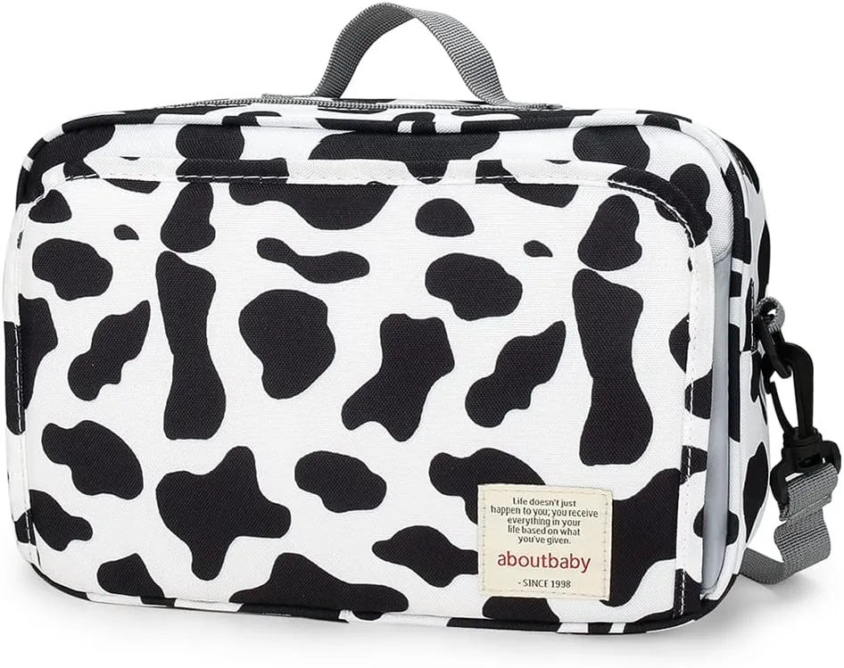 MOMIGO Baby Diaper Caddy Bag - Diaper Caddy Tote Baby Stroller Bag Nursery Storage Bin for Diapers, Wipes & Toys Mini Diaper Bag for Outdoor (Cows)