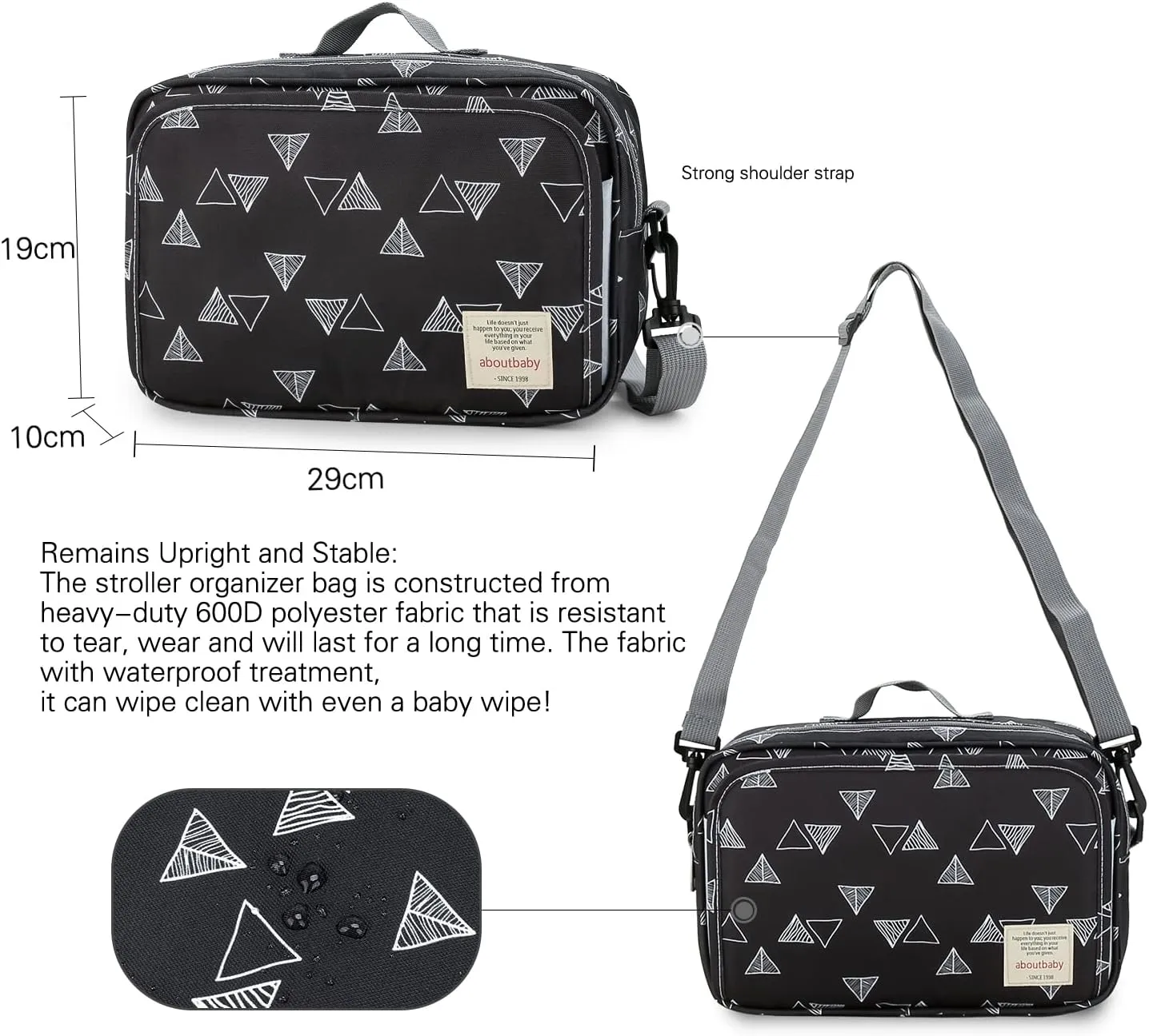 MOMIGO Baby Diaper Caddy Bag - Diaper Caddy Tote Baby Stroller Bag Nursery Storage Bin for Diapers, Wipes & Toys Mini Diaper Bag for Outdoor (Triangle)