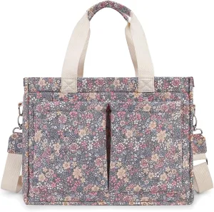 MOMIGO Diaper Bag Tote - Large Capacity Diaper Caddy Tote Bag Baby Stroller Bag Nursery Storage Bin for Diapers, Shoulder Mommy Bag (Floral 2)