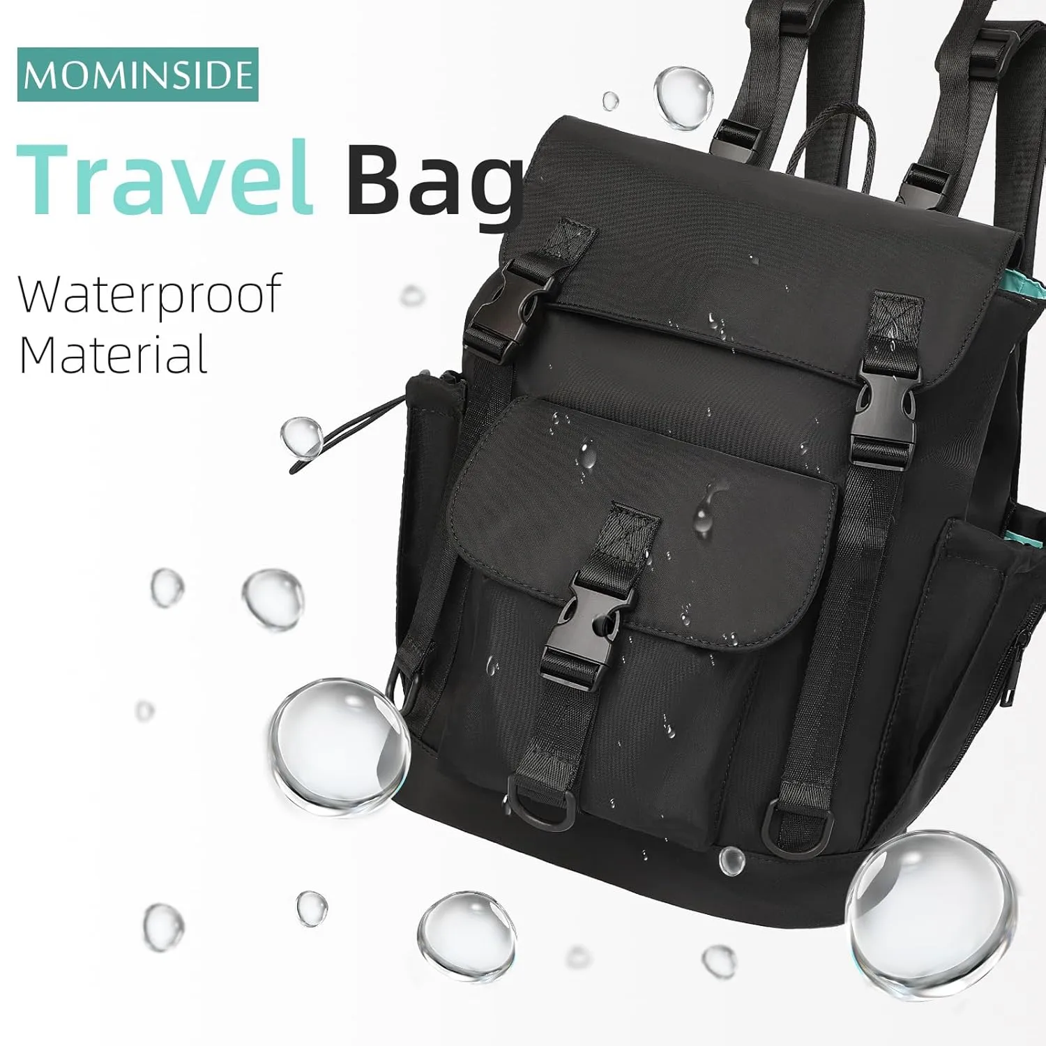 MOMINSIDE Diaper Bag Backpack with Large Wet Pocket, Small Diaper Bag Backpack Mini Baby Bag for Girls Boys, 2 Insulated Pockets, Stroller Straps (Black)