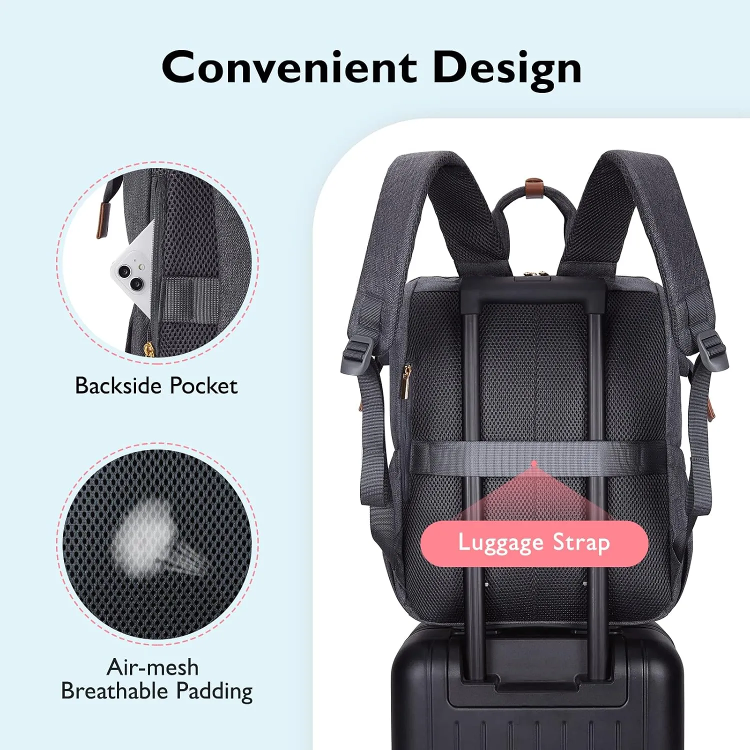 mommore Breast Pump Bag Backpack for Spectra S1,S2 Medela Diaper Backpack for Working Moms with 15.6 inch Laptop Sleeve, Grey