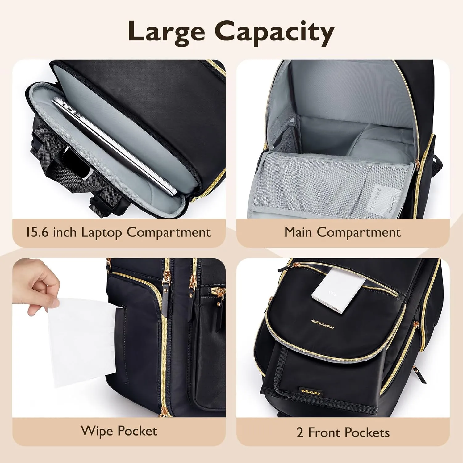 mommore Breast Pump Bag with Cooler Pocket for Milk Storage, Fits Spectra S1, S2 / Medela, Stylish Diaper Bag Backpack with Padded Laptop Sleeve for Work Travel