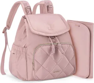 mommore Diaper Bag Backpack, Small Diaper Backpack for Travel, Drawstring Puffer Diaper Bag, Lightweight Quilted Baby Bag with Stroller Straps, Changing Pad