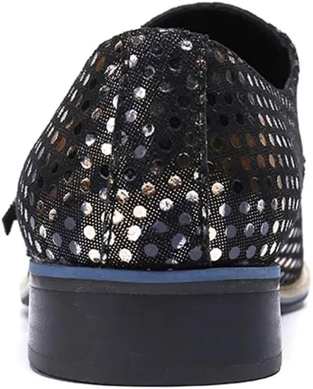 Monk Shoes,Men's Banquet Wedding Dress Shoes Business Leather Shoes Classic Buckle Pointed Toe Cowhide Footwear,Black-37