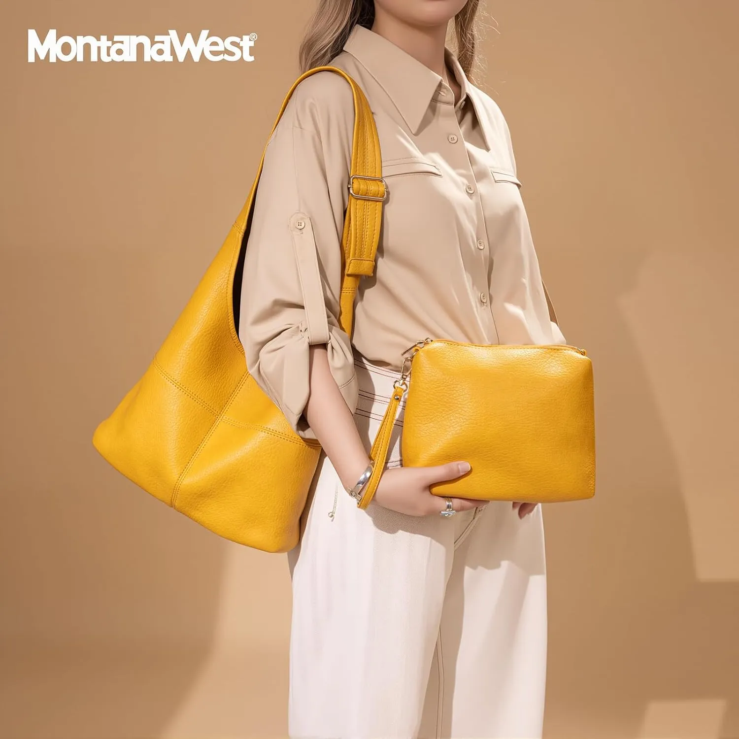 Montana West Hobo Bags Purse for Women Ultra Soft Foldable Shoulder Slouchy Handbags with Cosmetic bag
