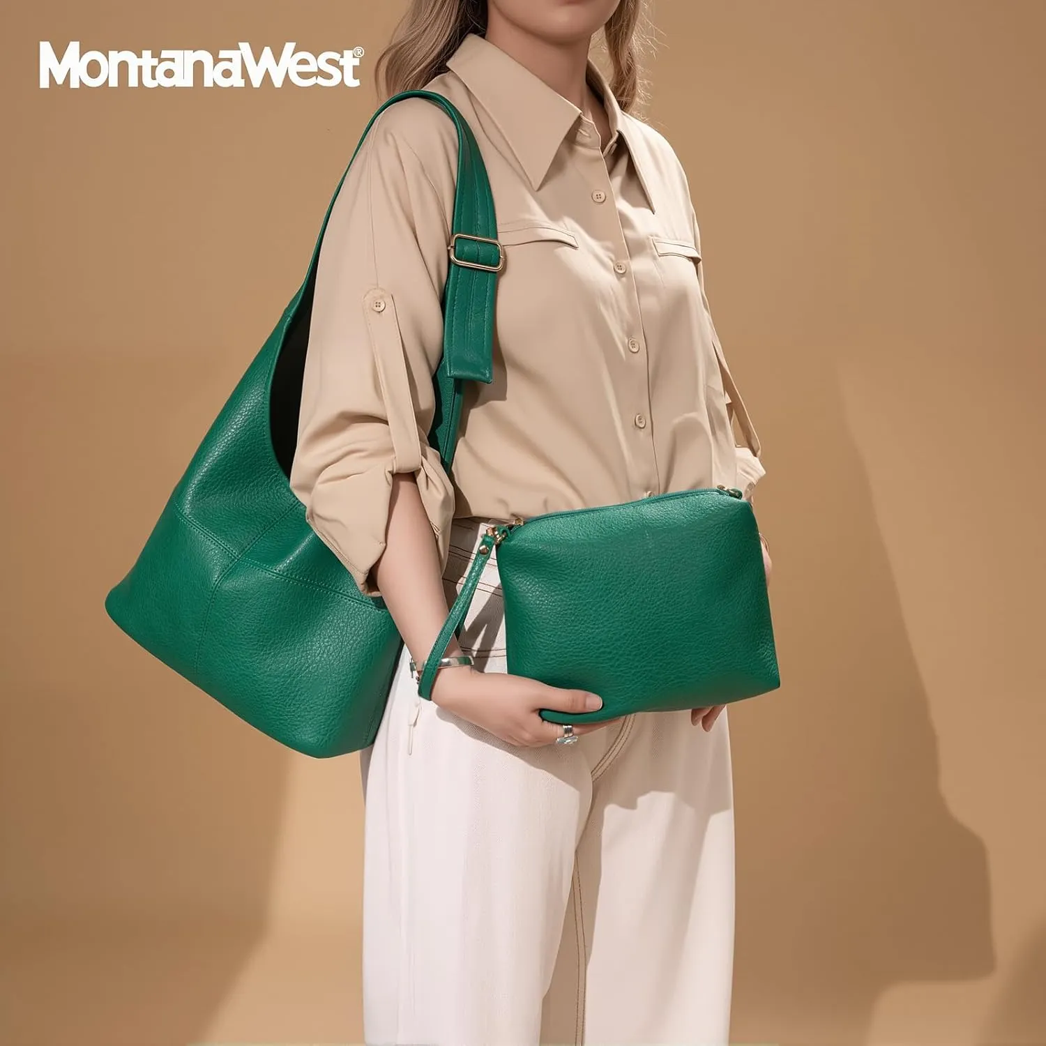 Montana West Hobo Bags Purse for Women Ultra Soft Foldable Shoulder Slouchy Handbags with Cosmetic bag