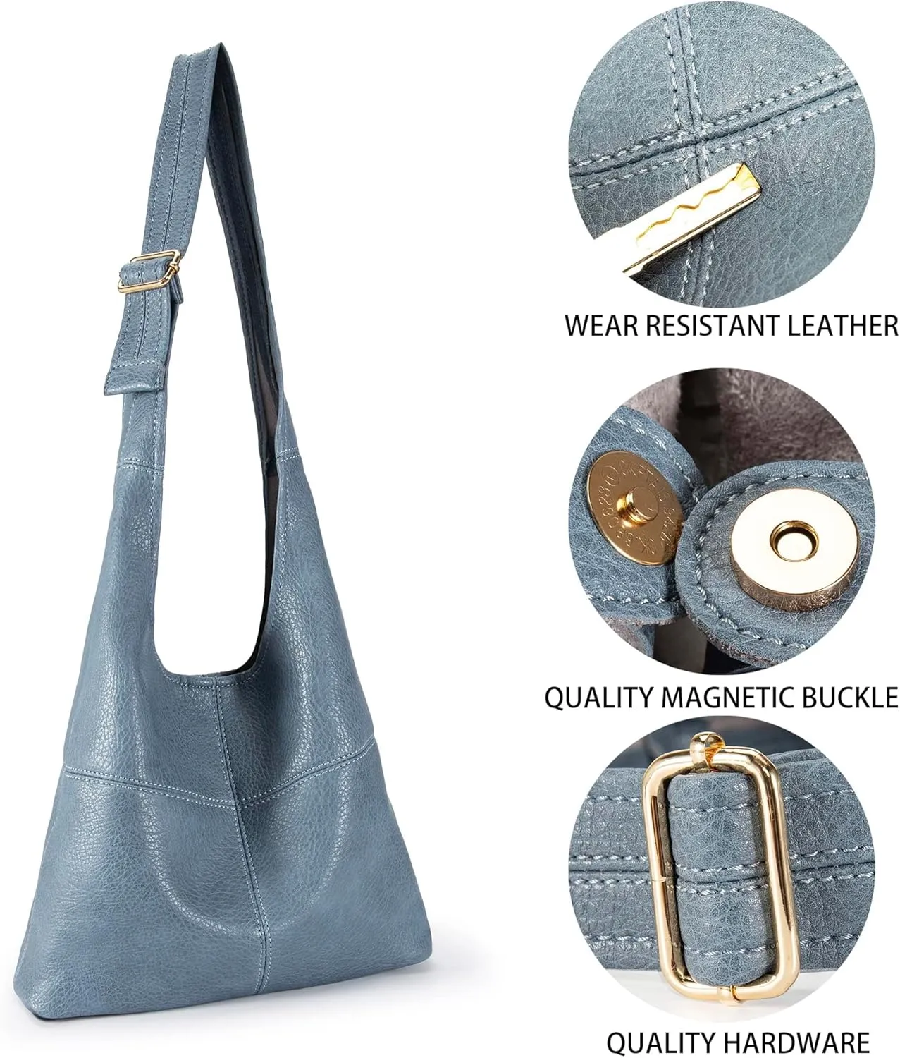 Montana West Hobo Bags Purse for Women Ultra Soft Foldable Shoulder Slouchy Handbags with Cosmetic bag