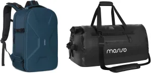 MOSISO Camera Backpack & 60L Travel Dry Duffel Bag, Photography Camera Bag 15-16 inch Waterproof Hardshell Case with Tripod Holder&Laptop Compartment Compatible with Canon/Nikon/Sony, Deep Teal